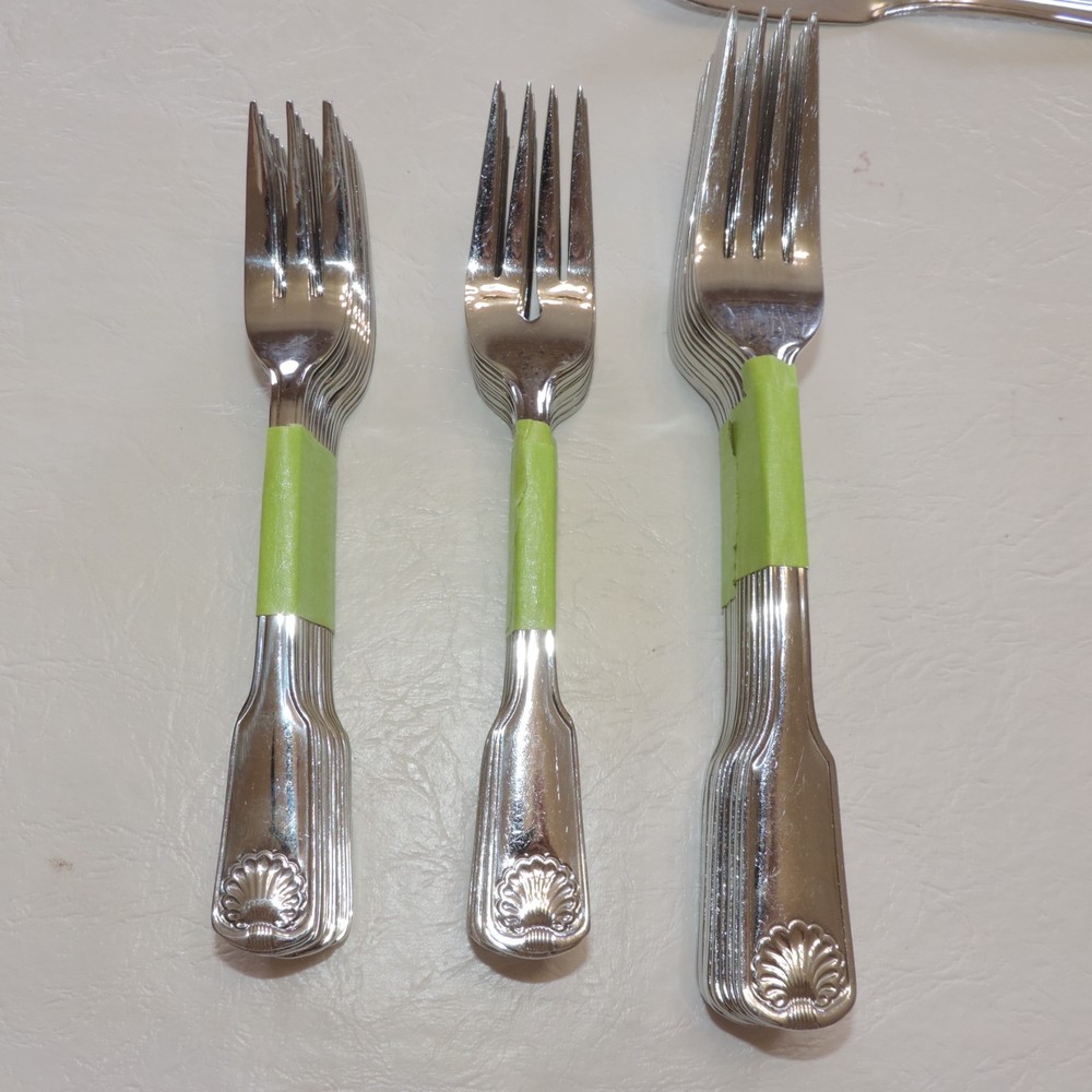 Cambridge SHELL Stainless Flatware 12 7-pc Place Settings + Serving 100 Pieces