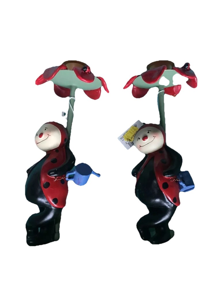 Russ Barry Ladybug Candleholder Set 7.5”x 3 - See Description