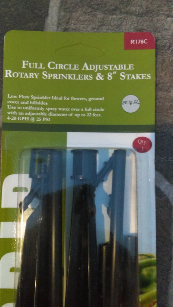 RAINDRIP  R176C FULL CIRCLE ADJUSTABLE ROTARY SPRINKLERS & 8" STAKES