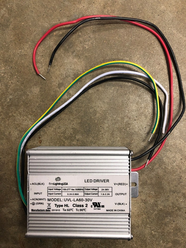 EcoLightingUSA LED Driver Model: UVL-LA60-30V Type HL Class 2