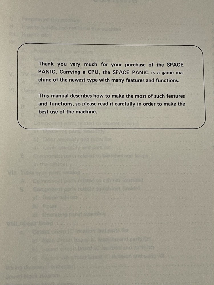 Space Panic Universal Arcade VIDEO GAME Operation Maintenance & Service Manual