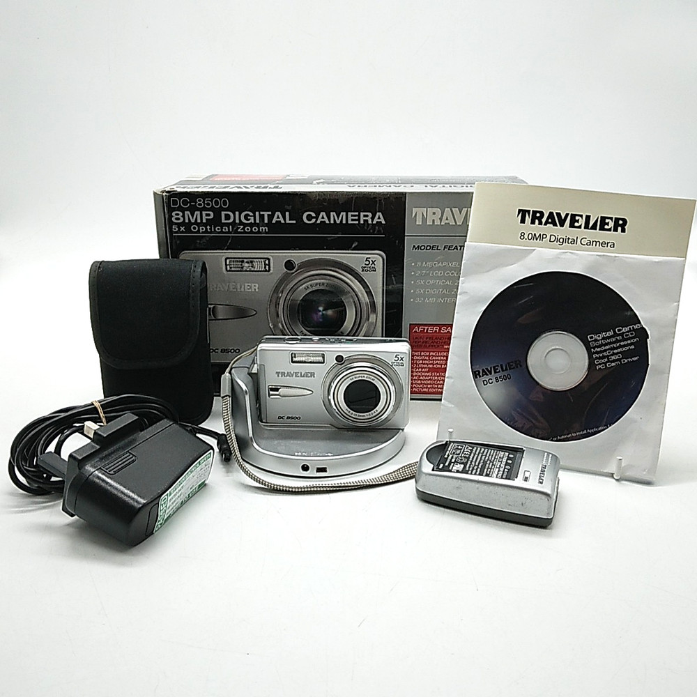 Traveler DC-8500 8MP Silver Compact Digital Camera w/Case, Boxed, Tested/Working