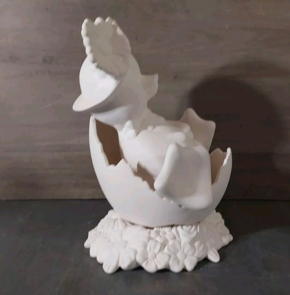Ceramic Bisque Ready to Paint Duck Half Shell Flower Base Easter 3pc 9x11