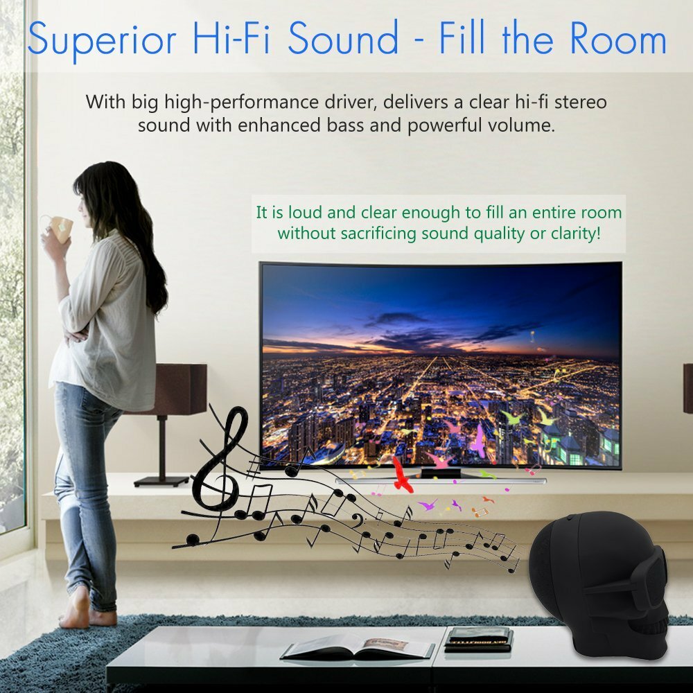 Skull Bluetooth Speakers Portable Wireless Speaker Support TF/U Disk/AUX