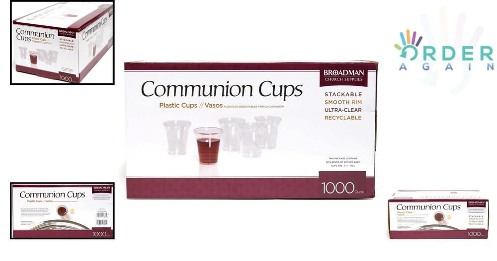 Plastic Disposable Recyclable Communion Cups 1000 Count Clear 22ml