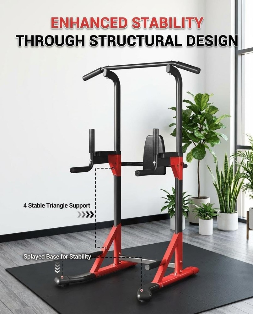 Ⓜ️Multi-Function Power Tower Pull Up Bar Station with Backrest Adjustable Height
