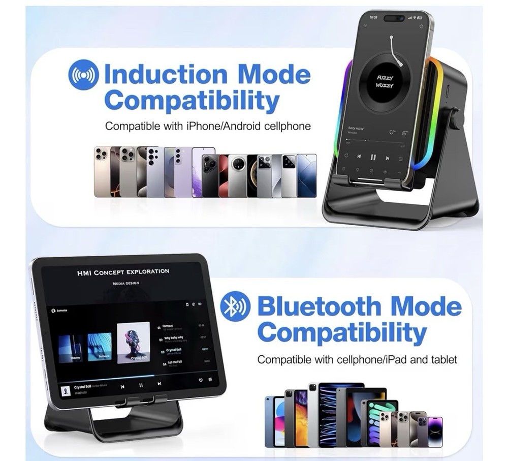 TARKARI Bluetooth Induction Audio Dock Emergency Charge for iPhone Android