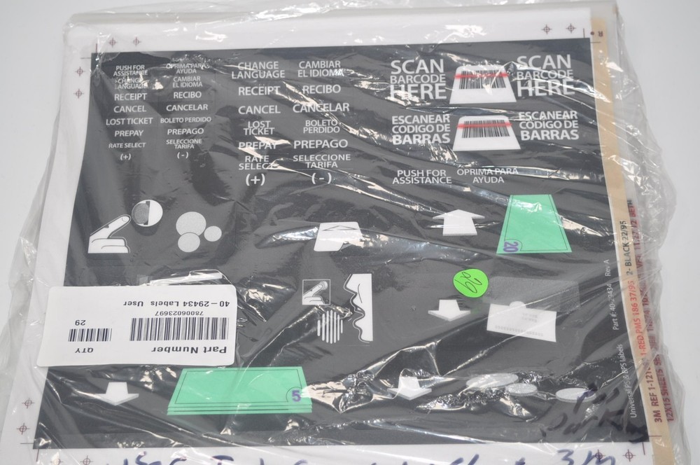 Federal APD 3M Parking Station Stickers User Interface Label Sheet  scan barcode