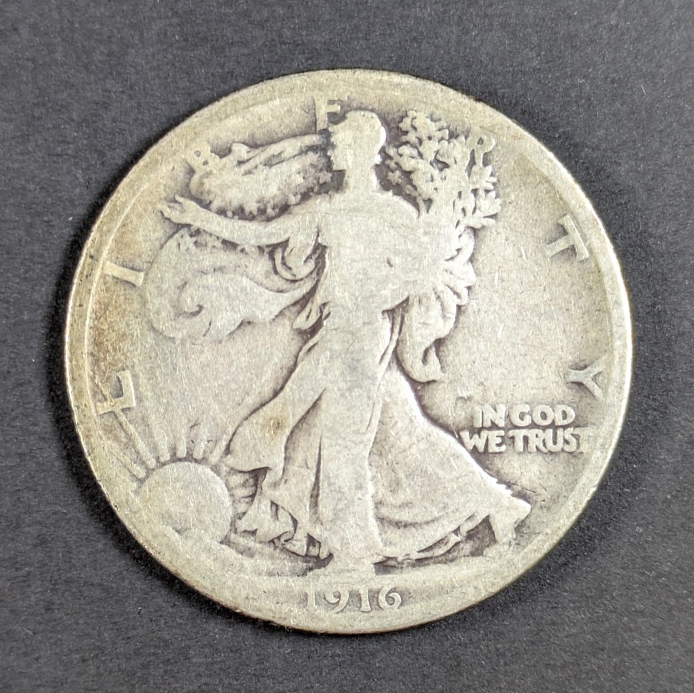 1916 Walking Liberty Silver Half Dollar