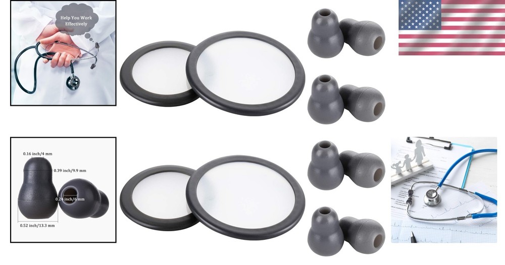 Reliable Silicone Ear Tips and Replacement Diaphragms for Stethoscopes, Gray
