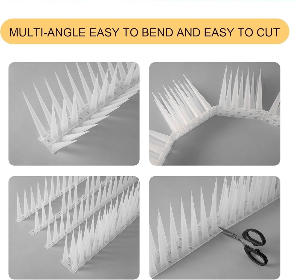 Frosted White 20ft Medium Bird Spikes - Effective & Humane Pest Control Solution