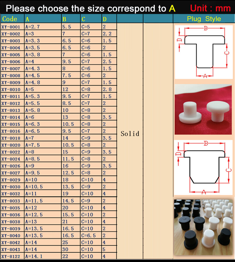 Silicone Rubber Round Plug Blanking End Cap Stopper Pipe Seal Black Solid/Hole