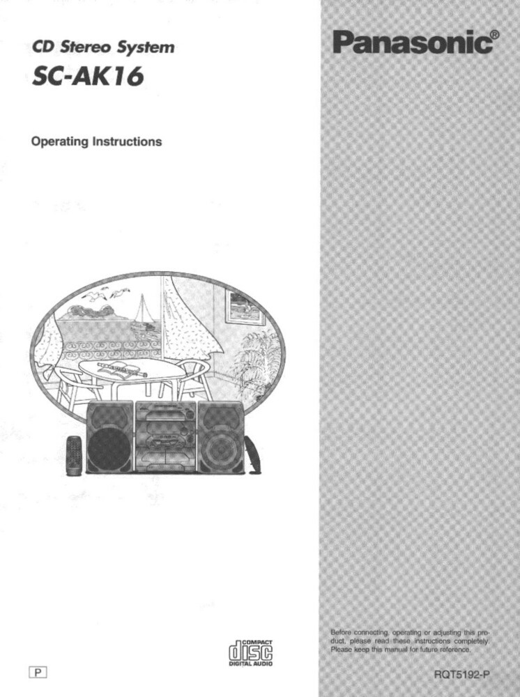 Panasonic SA-AK16 CD Stereo System Owners Instruction Manual