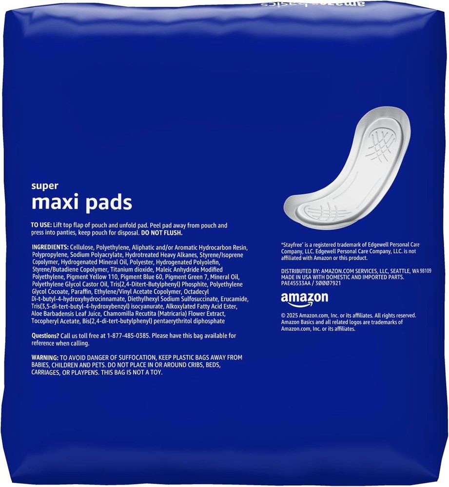 Maxi Pads for Periods- Thick, Super Absorbency, Unscented, 48 Count, 1 Pack
