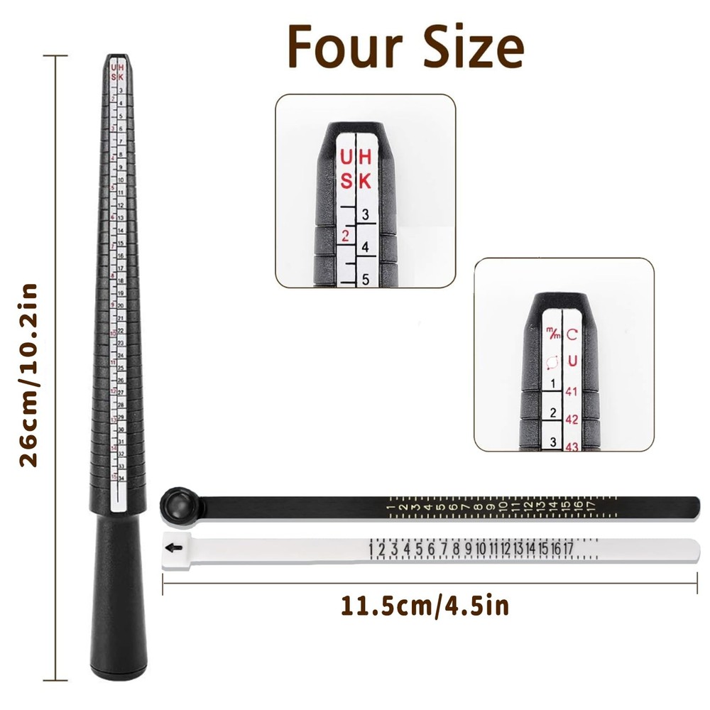 Ring Sizer Measuring Tool,Ring Measurer and Mens Sizer,7pcs White+Black