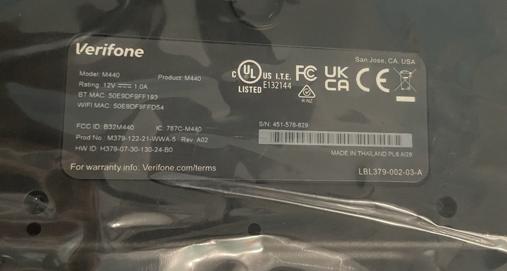 Verifone M440 Payment Terminal