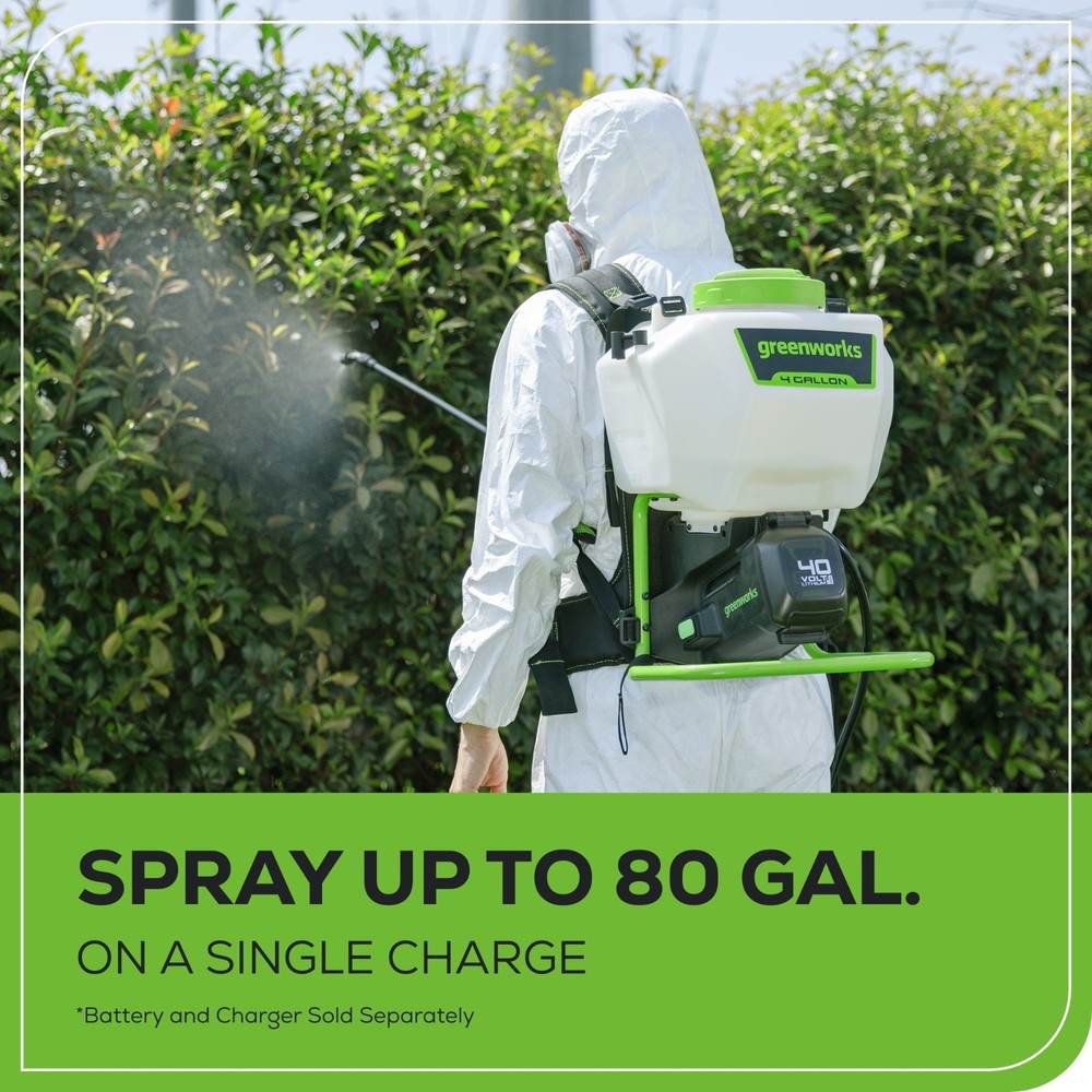 Greenworks 40V 4 Gallon Cordless Backpack Sprayer, Tool Only