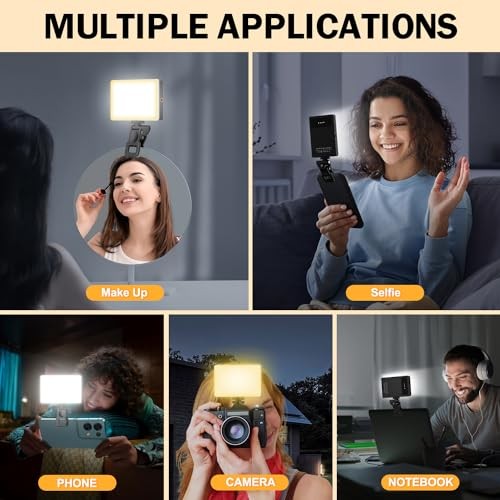 120 LED Selfie Light for iPhone, Portable Phone Light with Clip & Camera