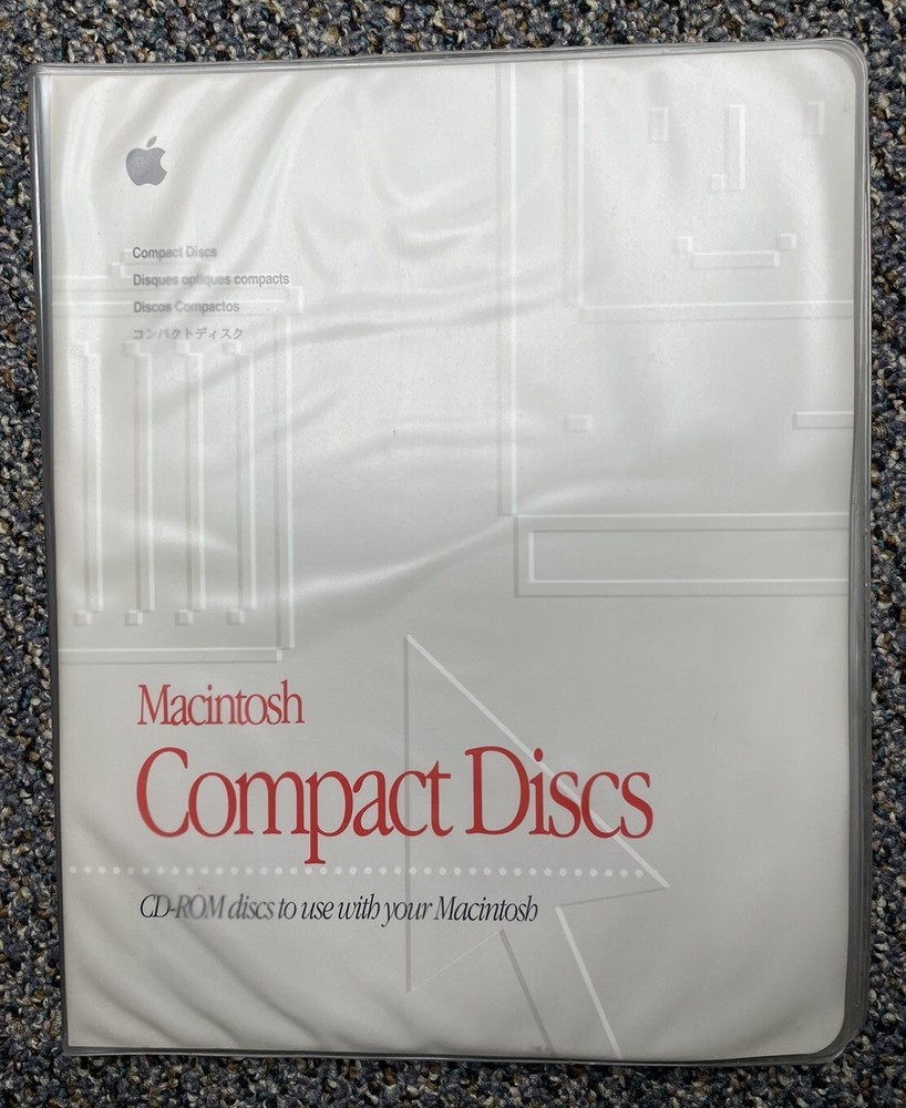 Vintage Macintosh 1994 CD-ROM Compact Discs Folder with 5 Discs