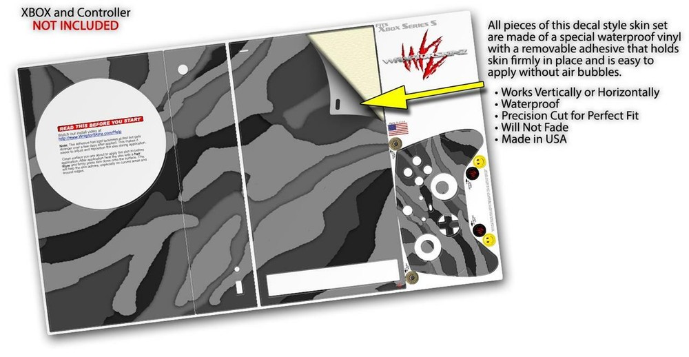 Skins XBOX Series S Console Controller Camouflage Gray