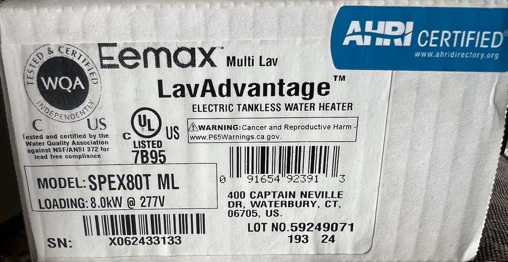 Eemax SPEX80T ML Electric Tankless Water