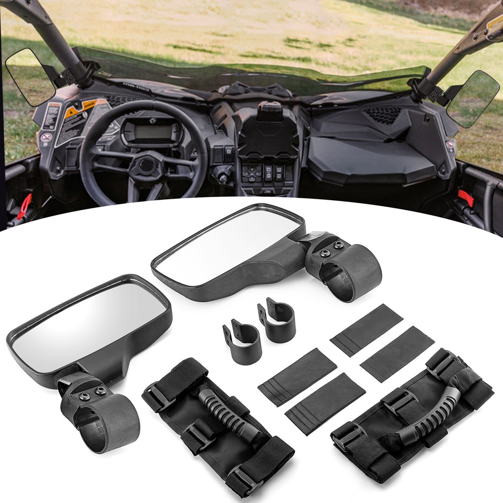 Rear Side View Mirror Handle Set For Can Am Maverick R/Maverick X3 Max/Commander