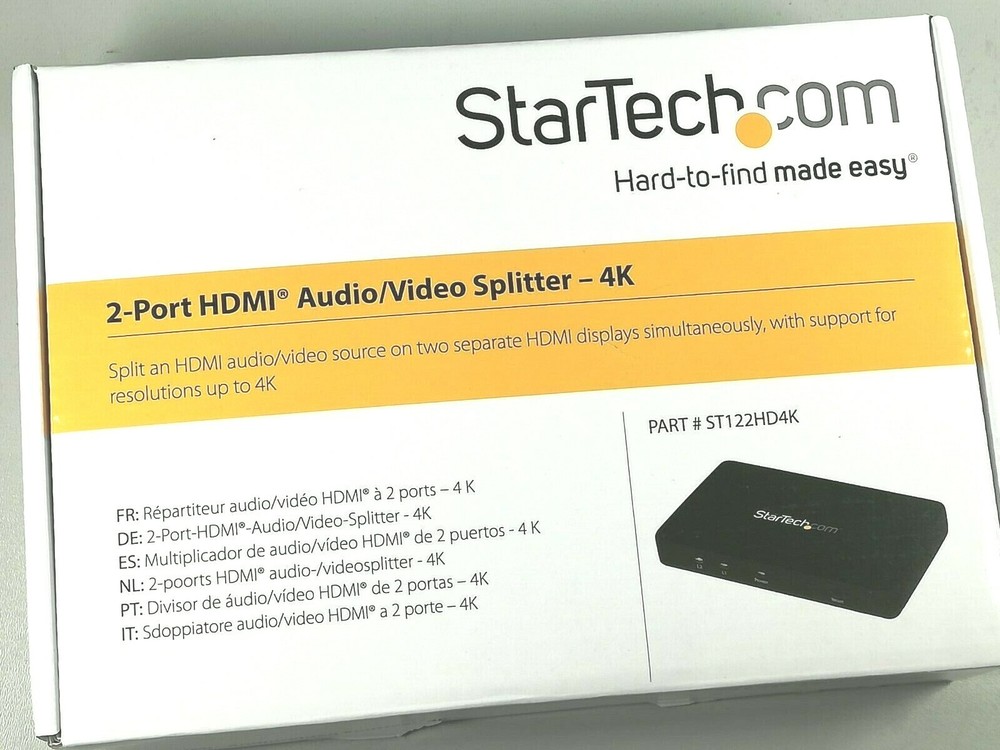StarTech.Com 2-Port HDMI Audio / Video Splitter 4K (ST122HD4K)