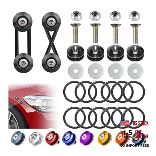 Universal Bumper Clips - Front Rear Quick Release Kit - 2 Set - Black