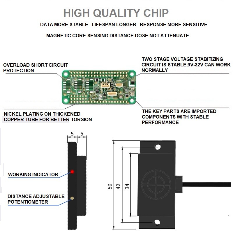 Non-Metallic Induction Switch Line Rectangular Capacitive Proximity LiquidSensor