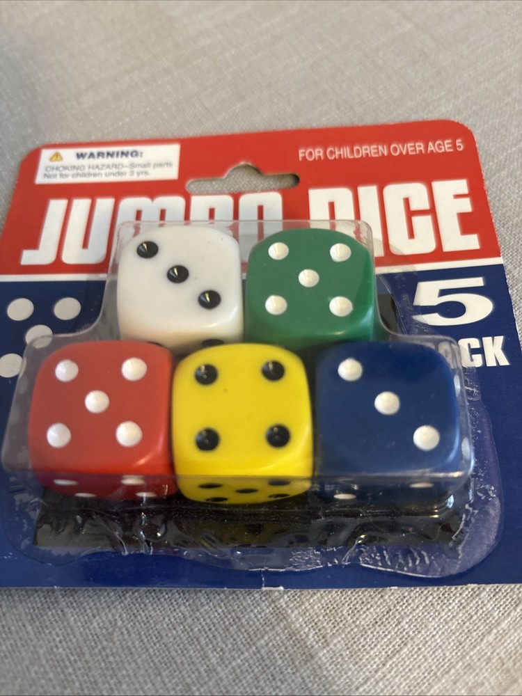 Jumbo Dice Set 5 Multi Colored NIP