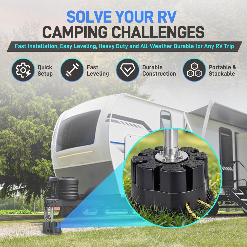 4PCS 10,000lb Jack Blocks With Storage Bag 6"H For Trailer Camper RV Stabilizer