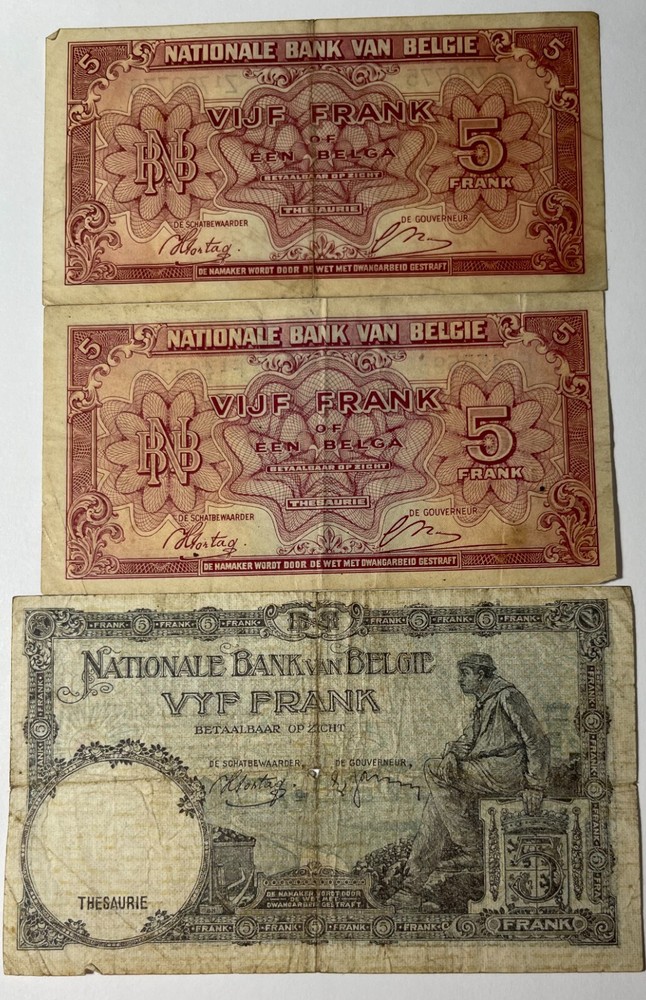 Belgium 12 mixed older notes (#428) mixed grades.
