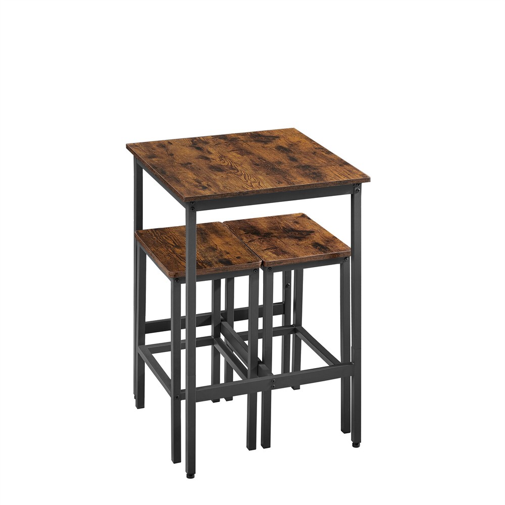3 Piece Bar Table Set Counter Height Kitchen Dining Table w/ 2 Bar Stools US