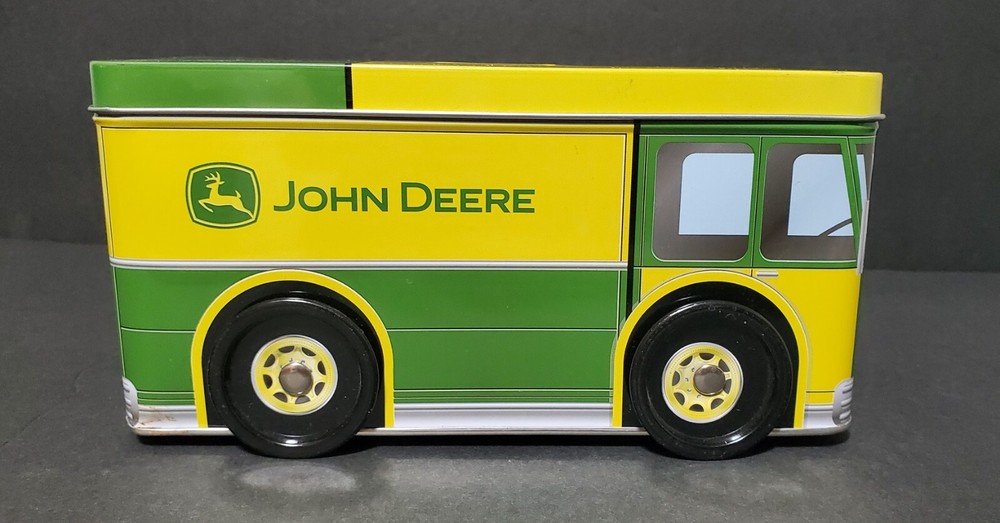 John Deere Bus Shaped Tin Coin Box