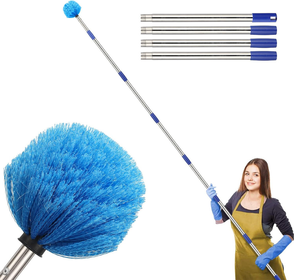 Duster, Cobweb Duster with Extension Pole, Medium Stiff Bristles Cobweb Duster H