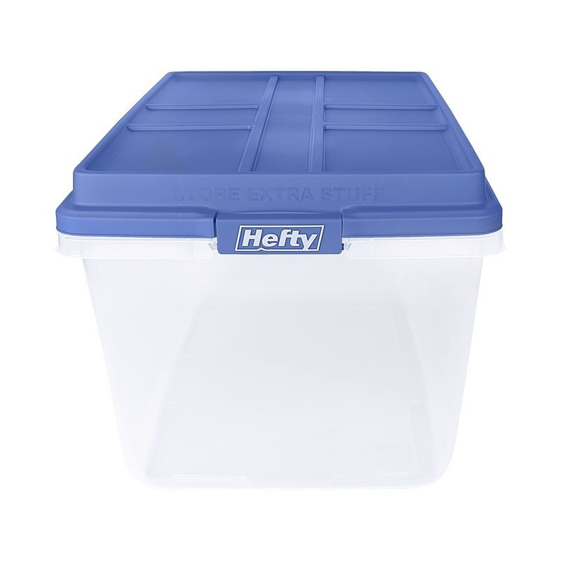 Clear Storage Bin 72 Quart Stackable Container W/ Latches & HI-RISE Lid Double