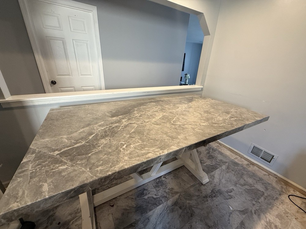 Marble Dining Table with 6 Chairs 70x48 Modern Design