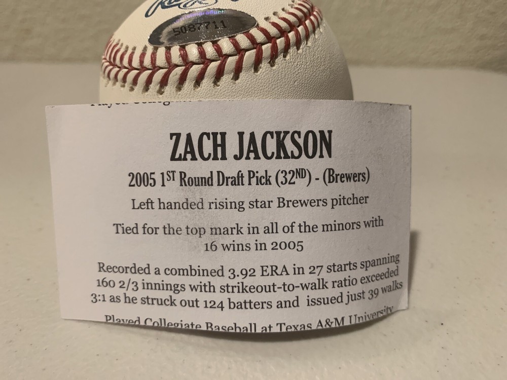 Zach Jackson Signed Baseball Tristar