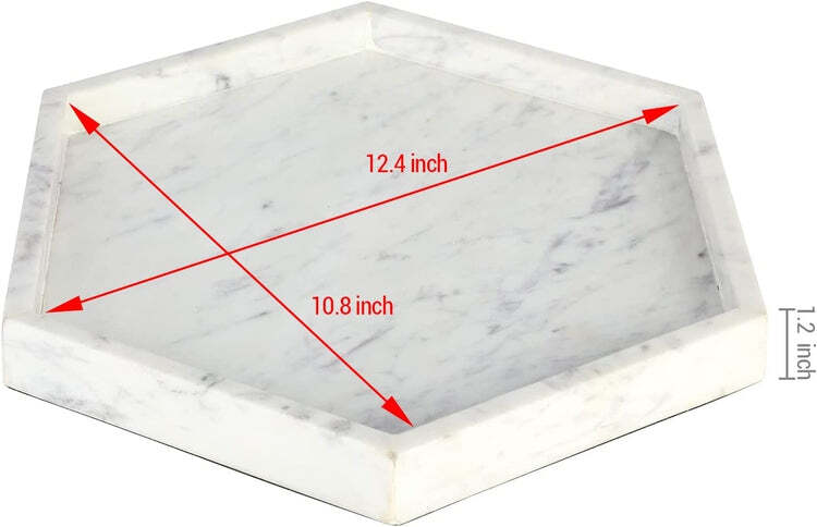 Modern Natural White Marble Hexagonal Decorative Display Bathroom Vanity Tray