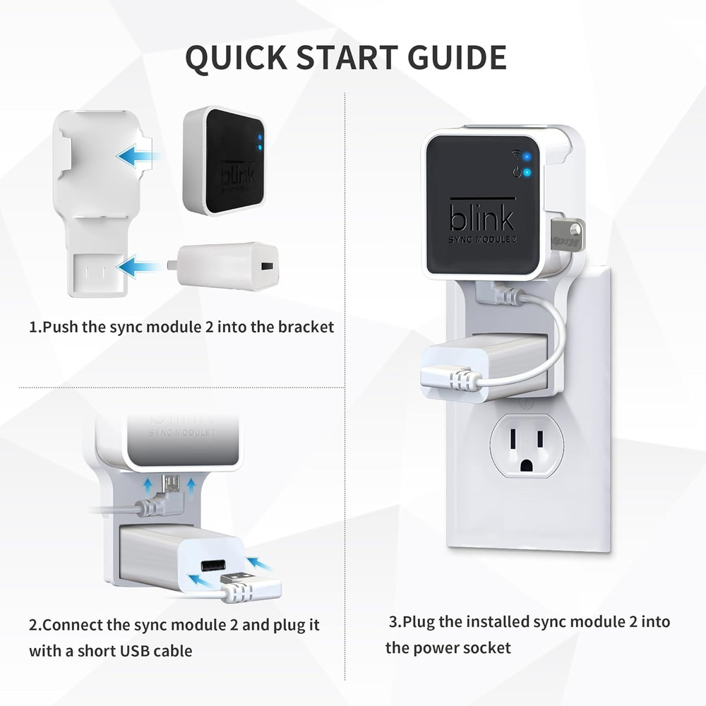 256GB USB Flash Drive & Wall Mount for Sync Module 2 with Short Cable (1 Pack)
