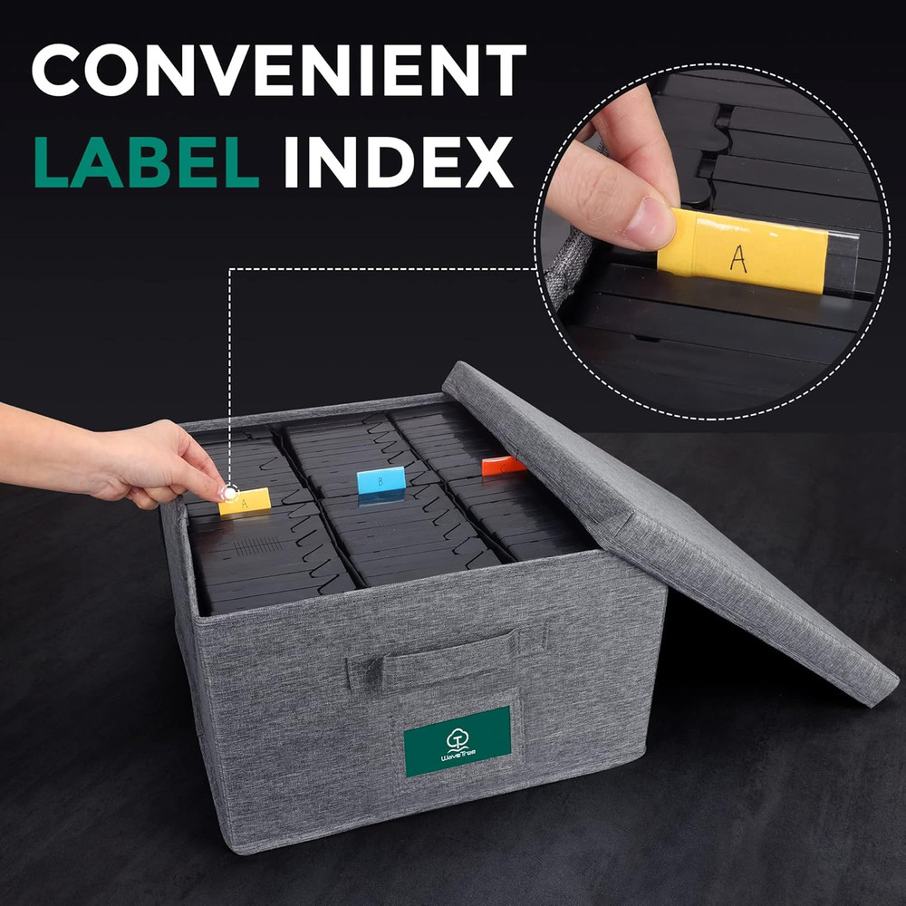 TWAVETREE VHS Storage Box with Lid, Practical Case with Index Labels, 14.4 x 13.