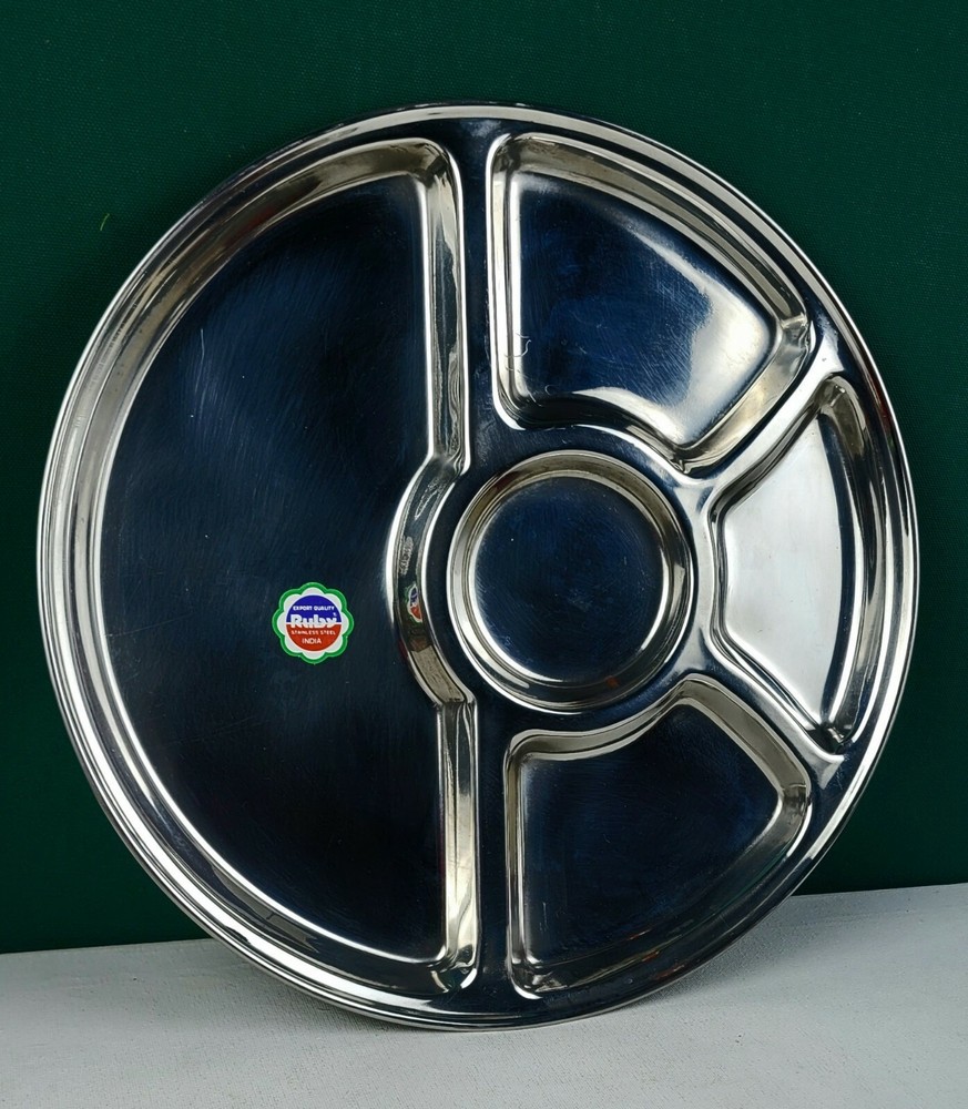 Stainless Steel Five Compartment Plate by Ruby - Made in India