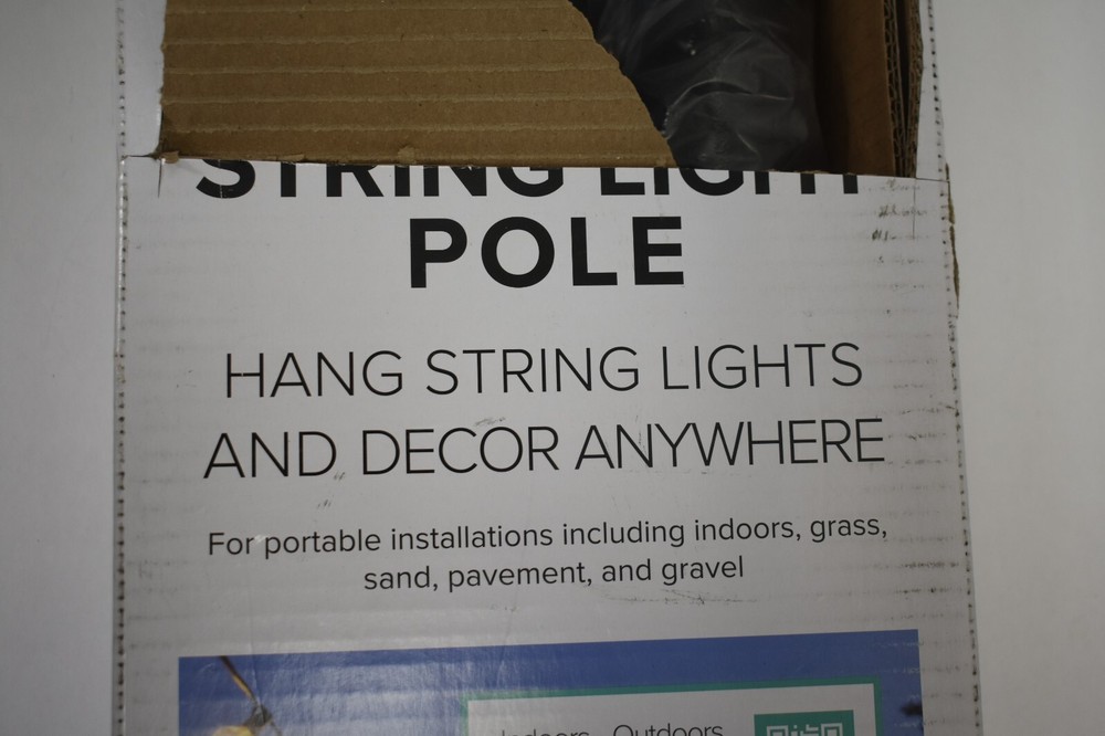 IYN Stands String Light Pole Stand Portable Black 3 PIece Assembly