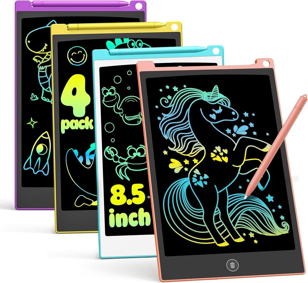 Travel-Friendly 4-Pack LCD Writing Tablets - Learning & Entertainment in One