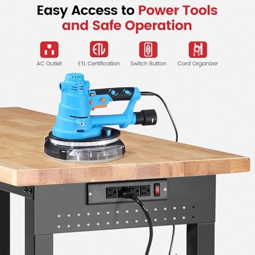 Work Bench for Garage Adjustable Workbenches with 60 INCH Double Layer&Wheels