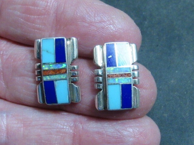native turquoise opal earrings american