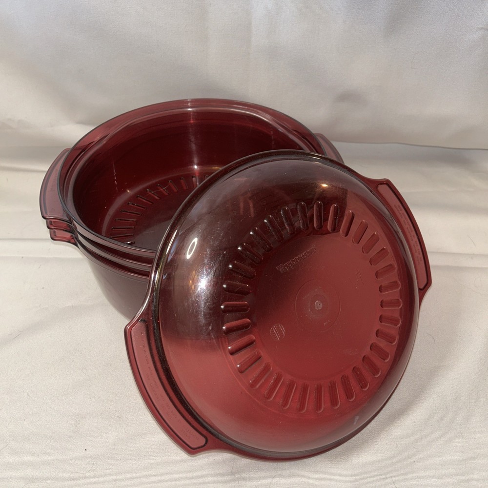 Tupperware Cranberry 7 Piece Steamer Microwave Stack Cooker Set