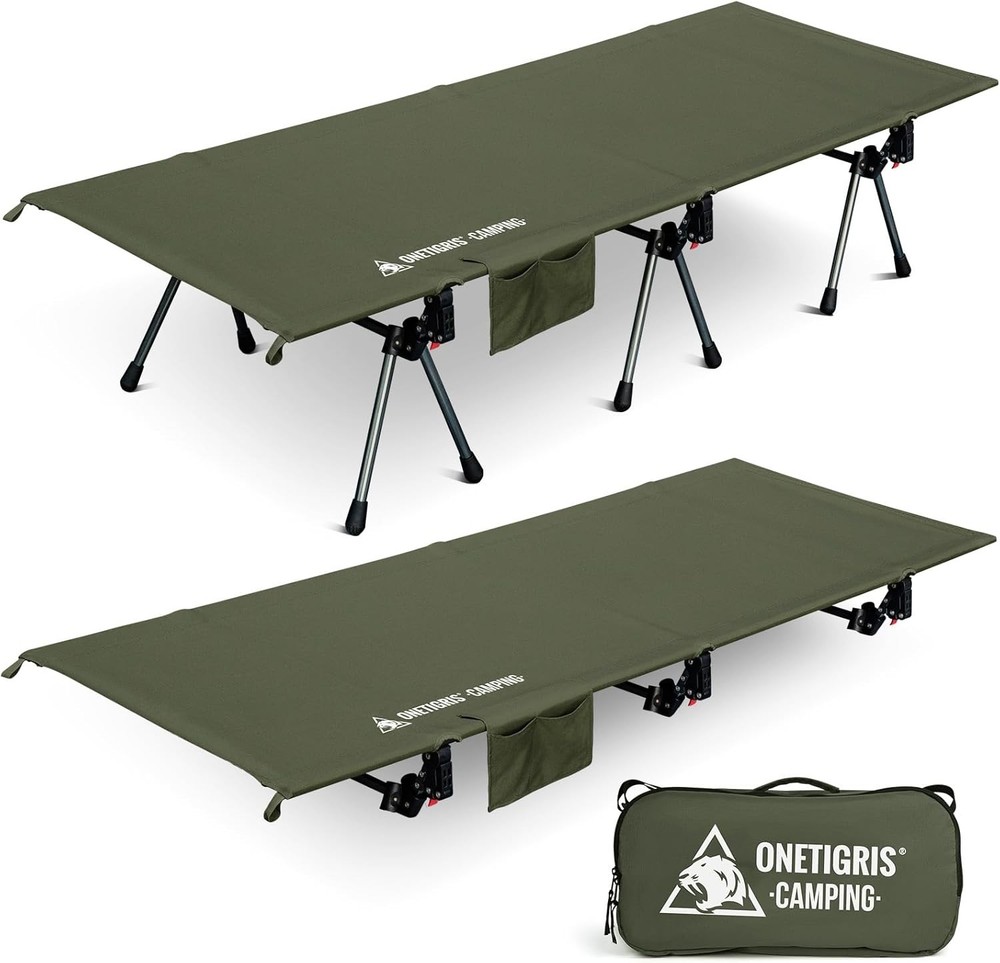 Camping Cot Height Adjustable W/ Cot Leg Extenders Strong Support 330lbs New