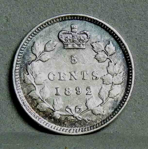1892 CANADA 5 CENTS, Extra Fine