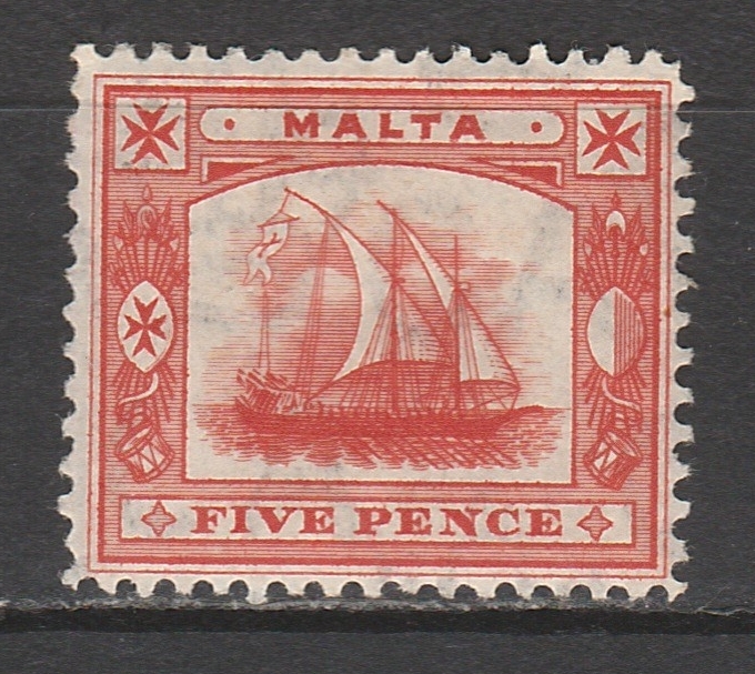 MALTA 1904 SHIP 5D WMK MULTI CROWN CA
